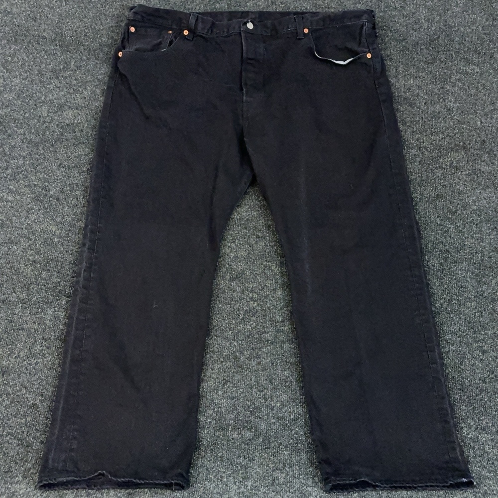 Levi's 501 Jeans Mens Big & Tall 46x30 Black Denim Straight Stretch Dark Wash